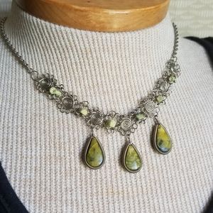 Green unique handmade artsy necklace